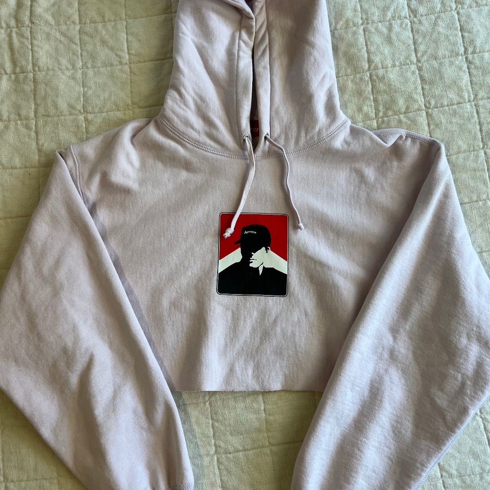 Supreme Portrait Hooded Cropped Sweatshirt in 'Light Purple' Size M